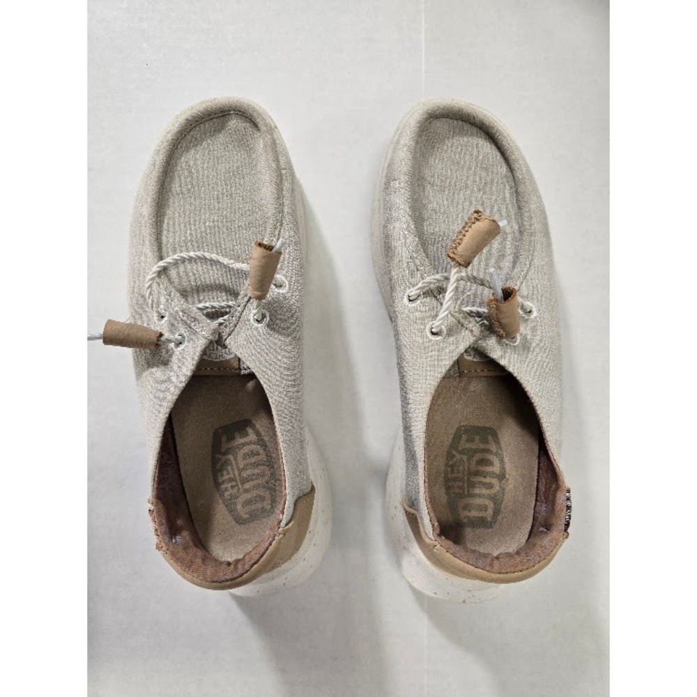 Hey Dude Wendy Peak Woven Women Size 6 Natural Beige Good Platform Loafers